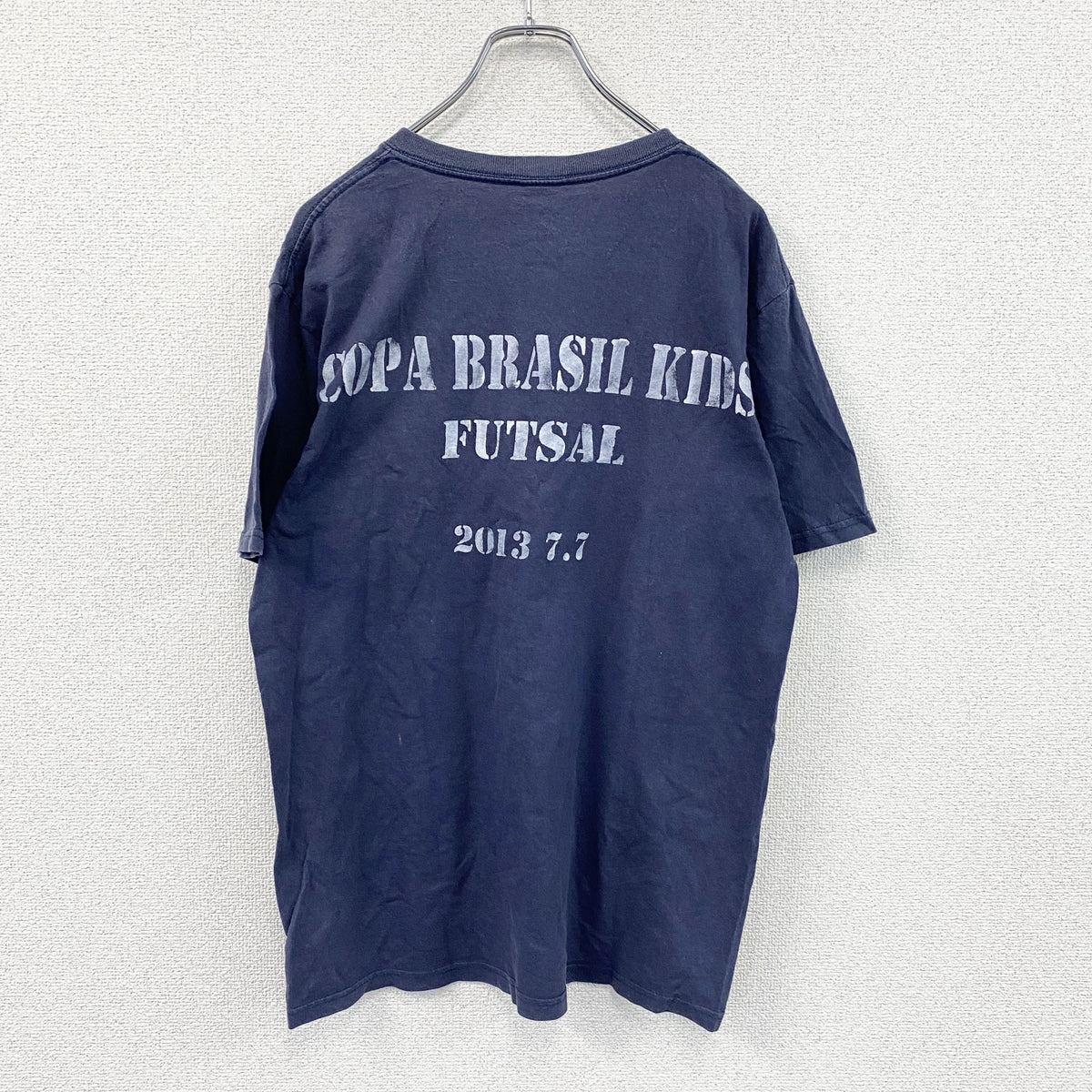 anvil　アンビル　半袖プリントイラストTシャツ　3連プリント　紺　ネイビー　Mサイズ　古着