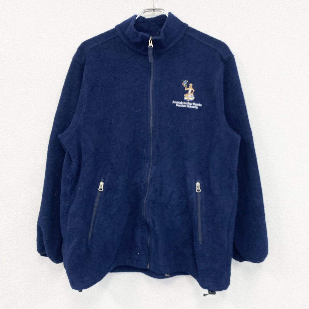 ～90s　LANDS’END　ランズエンド　フリースフルジップジャケット/ ボアジャケット　紺　ネイビー　XLサイズ　　ヴィンテージ　古着