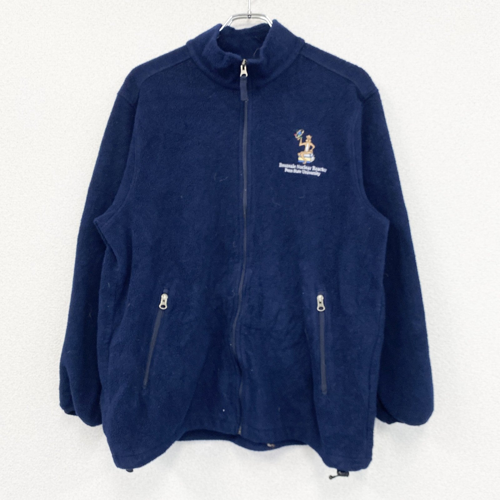 ～90s　LANDS’END　ランズエンド　フリースフルジップジャケット/ ボアジャケット　紺　ネイビー　XLサイズ　　ヴィンテージ　古着