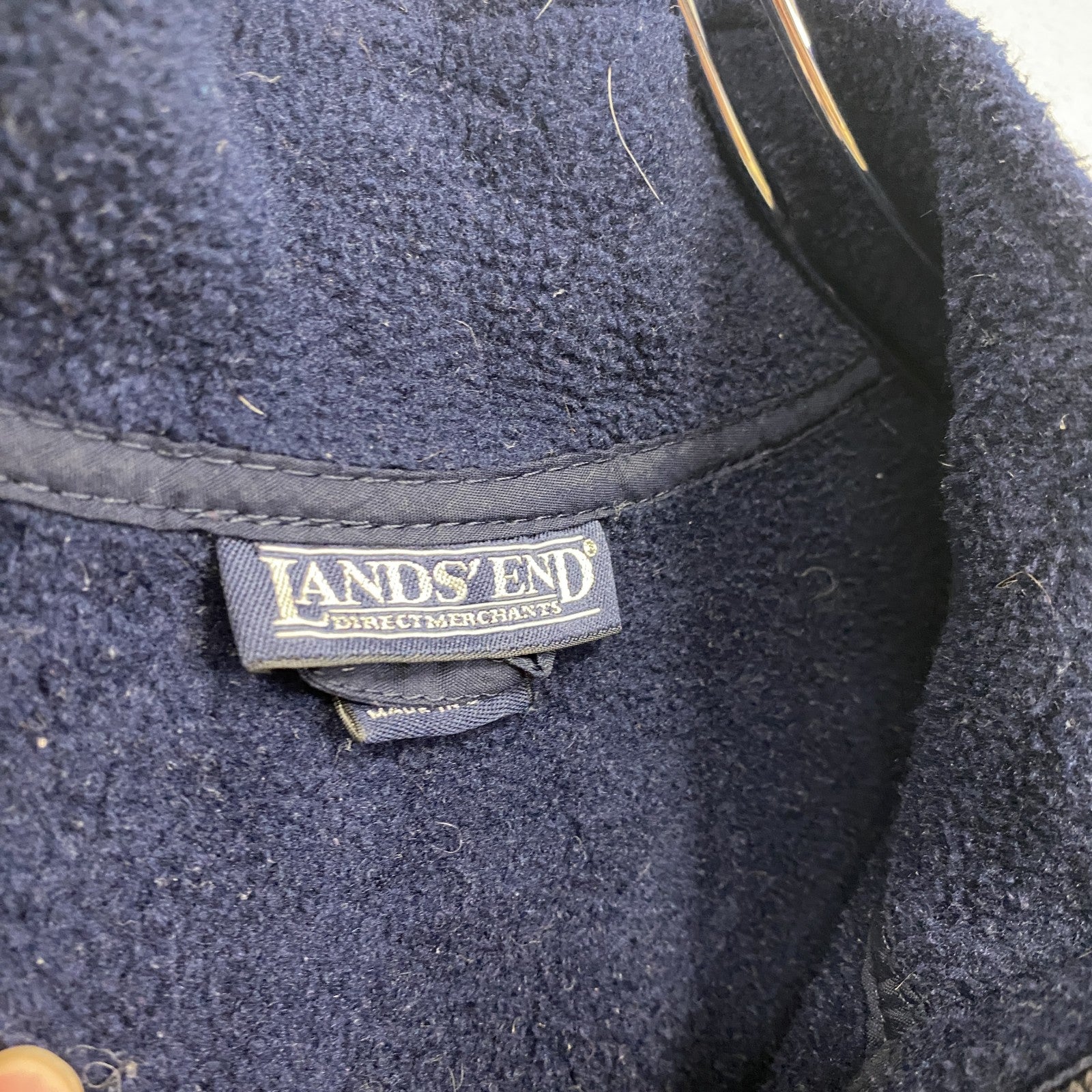 ～90s　LANDS’END　ランズエンド　フリースフルジップジャケット/ ボアジャケット　紺　ネイビー　XLサイズ　　ヴィンテージ　古着