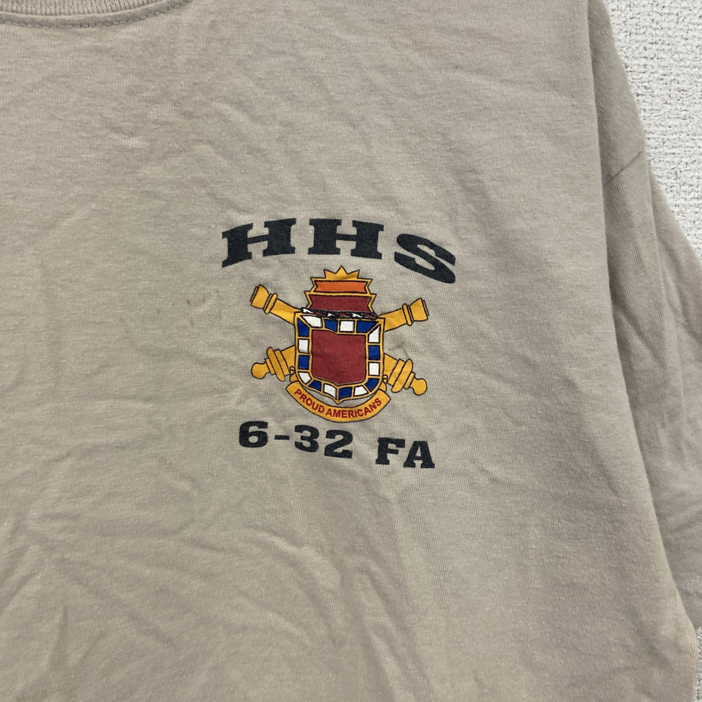 Hanes　ヘインズ　半袖プリントTシャツ　ミリタリー　ベージュ　Lサイズ　古着