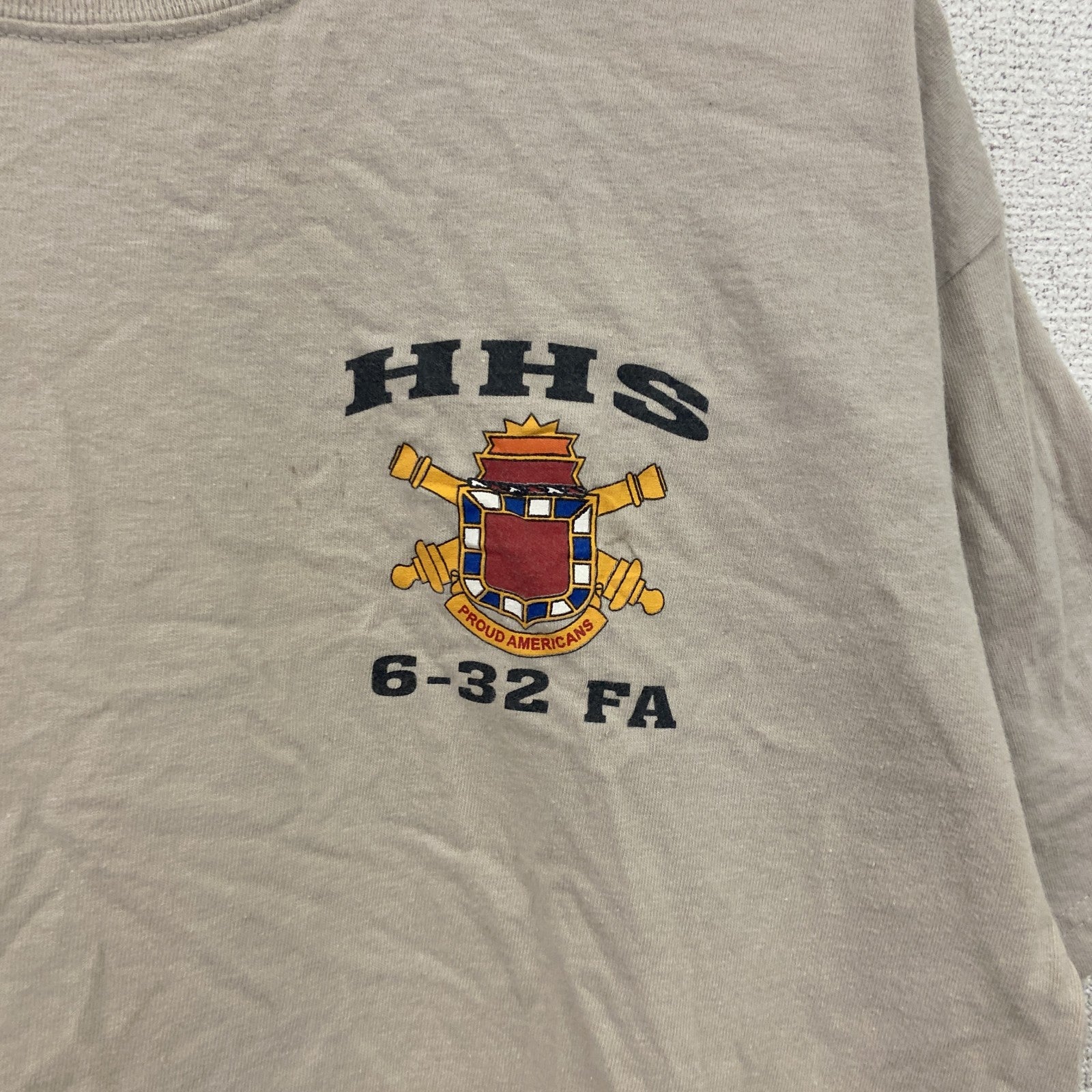 Hanes　ヘインズ　半袖プリントTシャツ　ミリタリー　ベージュ　Lサイズ　古着