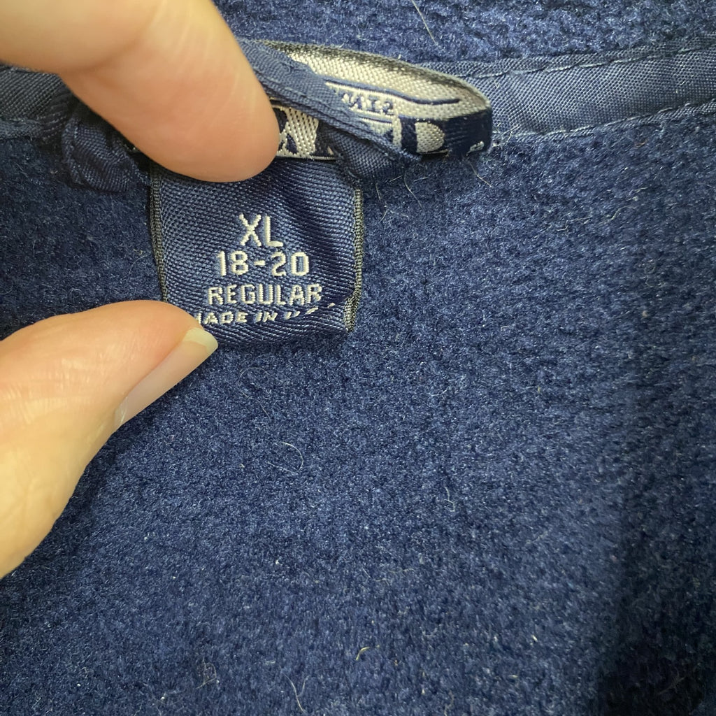 ～90s　LANDS’END　ランズエンド　フリースフルジップジャケット/ ボアジャケット　紺　ネイビー　XLサイズ　　ヴィンテージ　古着