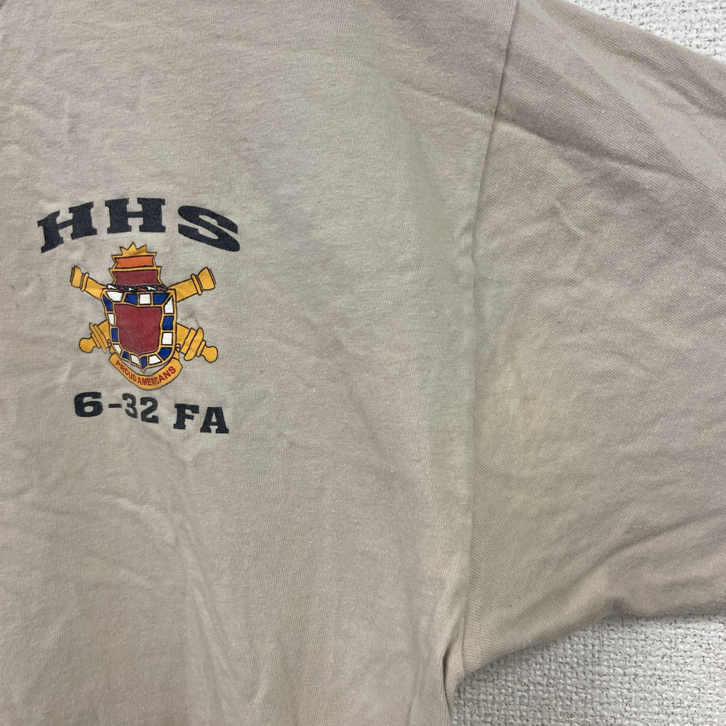 Hanes　ヘインズ　半袖プリントTシャツ　ミリタリー　ベージュ　Lサイズ　古着