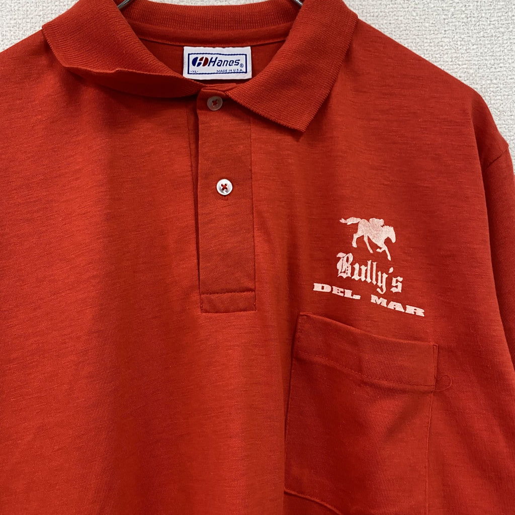 Hanes　ヘインズ　半袖ポロシャツ　赤　レッド　XLサイズ メンズ コットン ポリエステル 古着