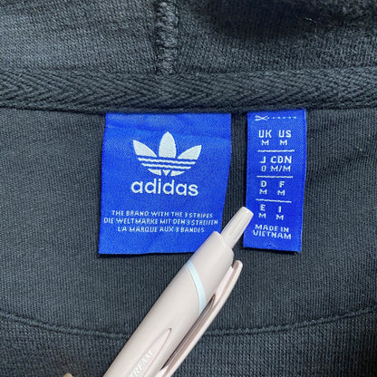 古着 used　adidas　アディダス　長袖ロゴプリントパーカー　プルオーバー　ワッフル生地　ダークグレー　秋冬服　Mサイズ