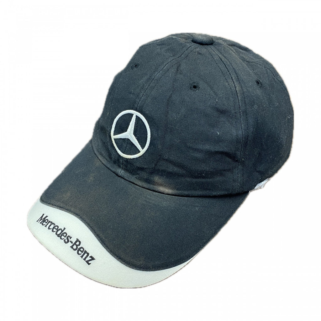Mercedes Benz　メルセデスベンツ　6パネルキャップ　ベースボールキャップ　刺繍ロゴ　企業ロゴ　黒　ブラック 帽子 メンズ コットン 古着