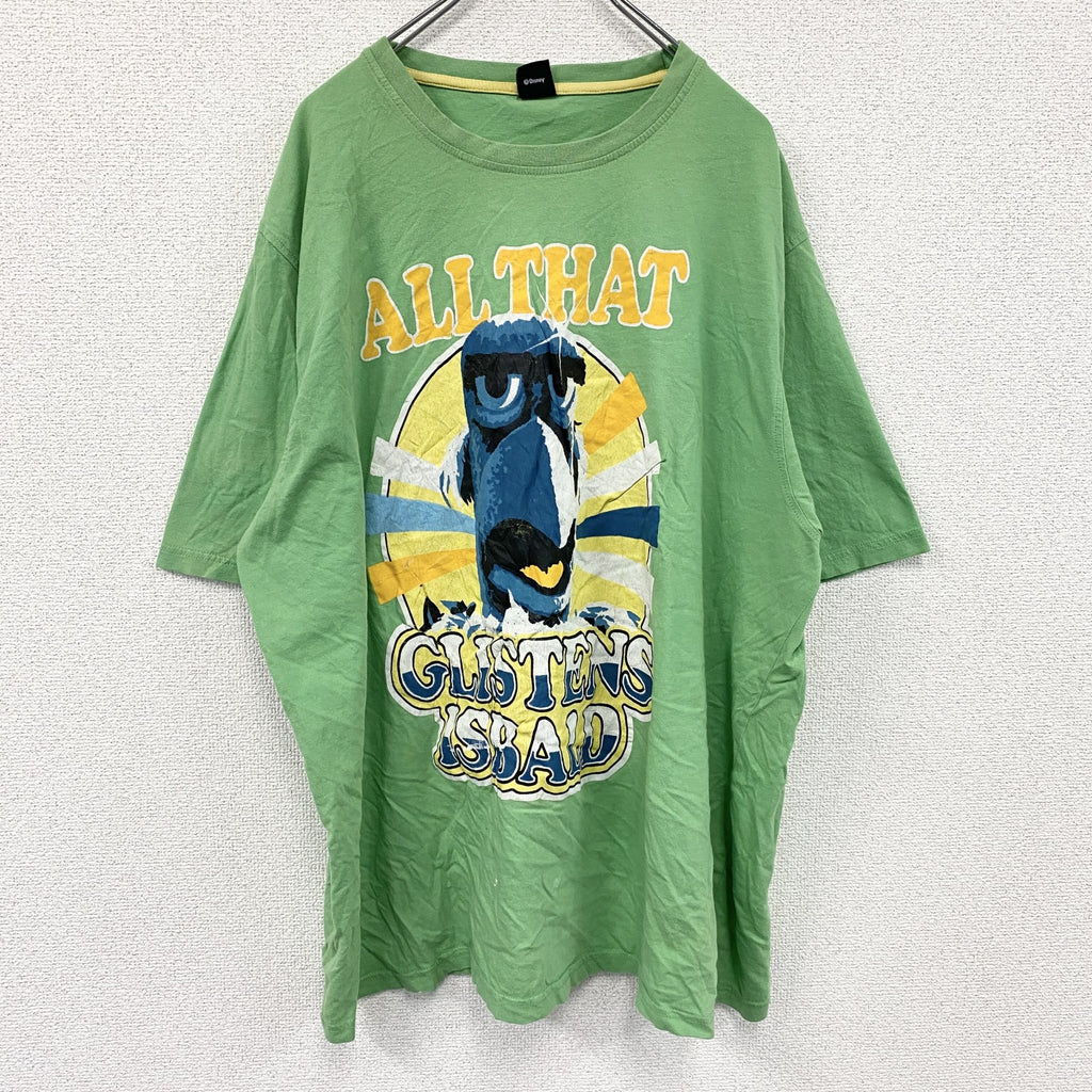 Disney　ディズニー　半袖プリントTシャツ　キャラクターT　緑　グリーン　3XLサイズ　古着