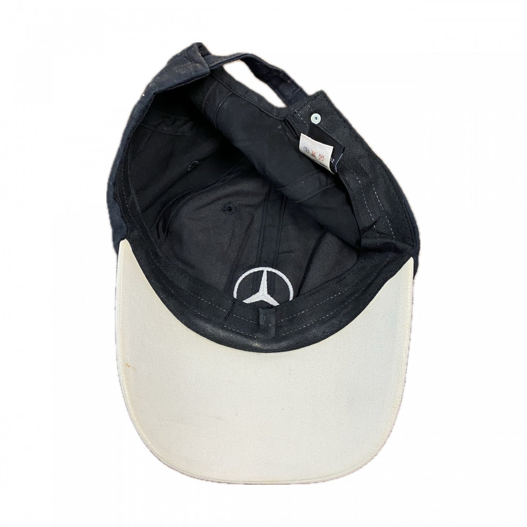 Mercedes Benz　メルセデスベンツ　6パネルキャップ　ベースボールキャップ　刺繍ロゴ　企業ロゴ　黒　ブラック 帽子 メンズ コットン 古着