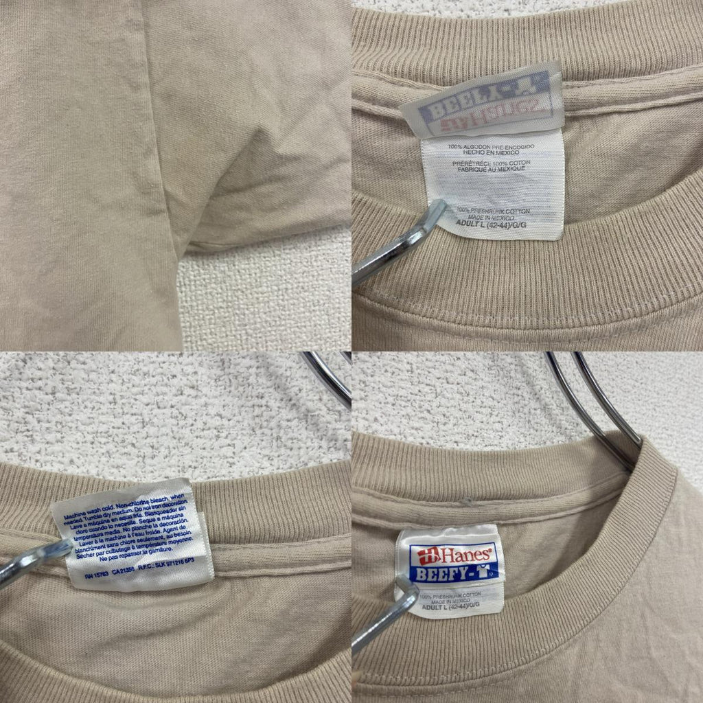 Hanes　ヘインズ　半袖プリントTシャツ　ミリタリー　ベージュ　Lサイズ　古着