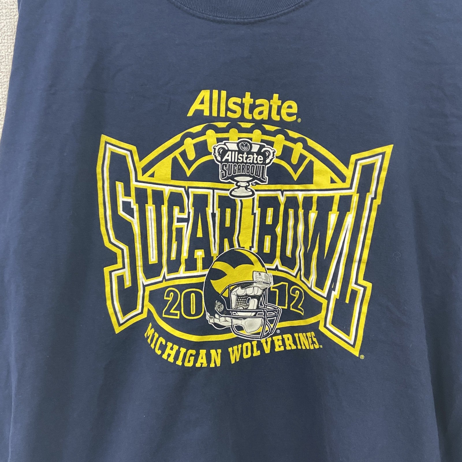 GILDAN　ギルダン　長袖プリントTシャツ　ミシガン大学　アメフト　紺　ネイビー　2XLサイズ　古着