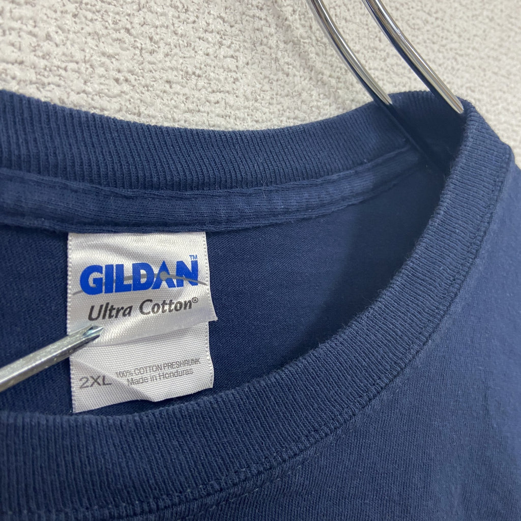 GILDAN　ギルダン　長袖プリントTシャツ　ミシガン大学　アメフト　紺　ネイビー　2XLサイズ　古着