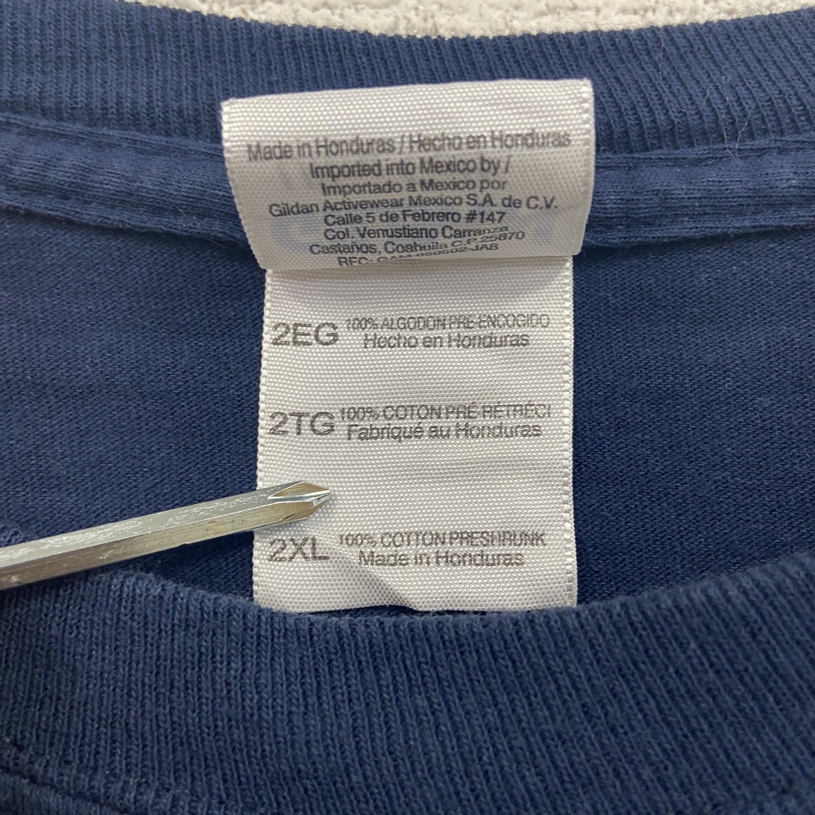 GILDAN　ギルダン　長袖プリントTシャツ　ミシガン大学　アメフト　紺　ネイビー　2XLサイズ　古着