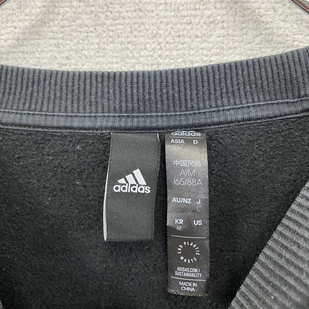 adidas　アディダス　スウェット/トレーナー　フェード　パフォーマンスロゴ　刺繍ロゴ　ワンポイント　黒　ブラック　Lサイズ　古着
