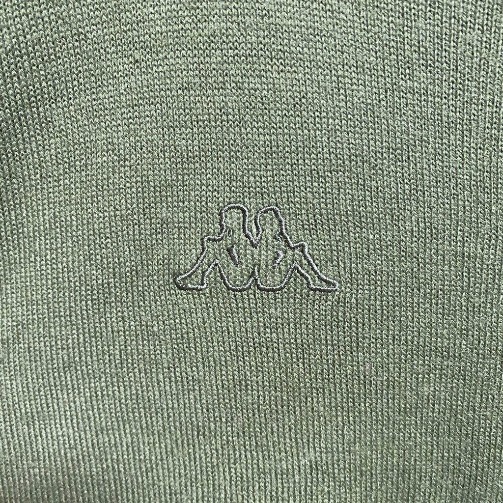 KAPPA　カッパ　ニットセーター　ワンポイント　刺繍ロゴ　ビッグシルエット　スポーツミックス　緑　グリーン　2XLサイズ　古着