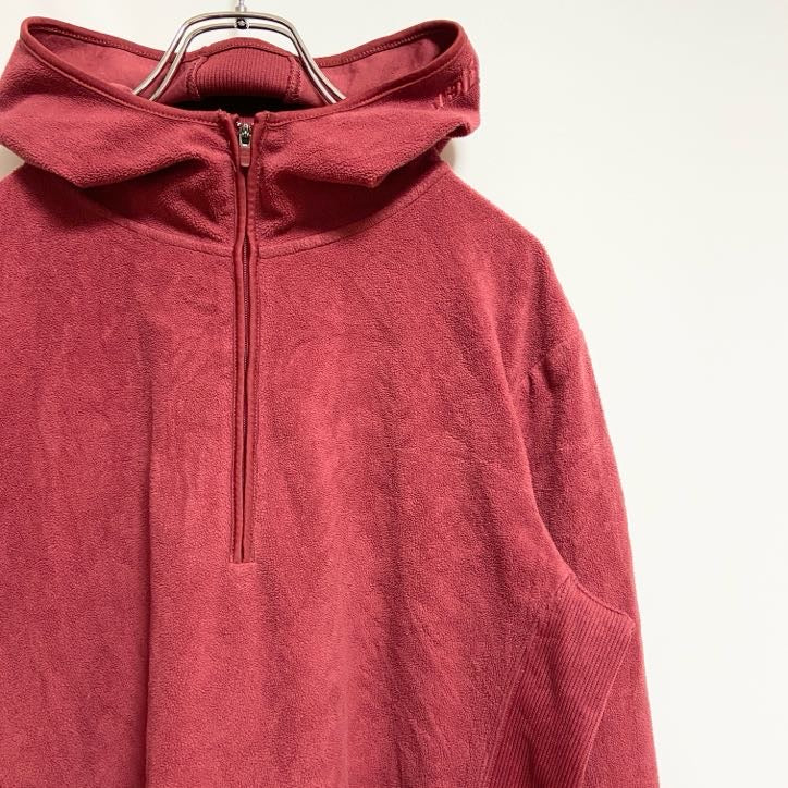 TOMMYHILFIGER　トミーヒルフィガー　長袖ハーフジップフリースパーカー　ノームコア　赤　レッド　Lサイズ　古着