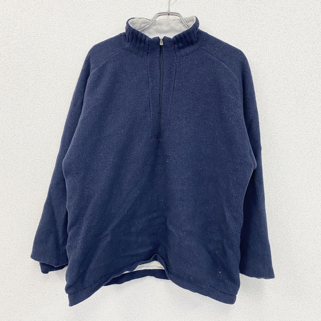 adidas　アディダス　タートルネックウールニットセーター　スリーストライプス　紺　ネイビー　Mサイズ　古着