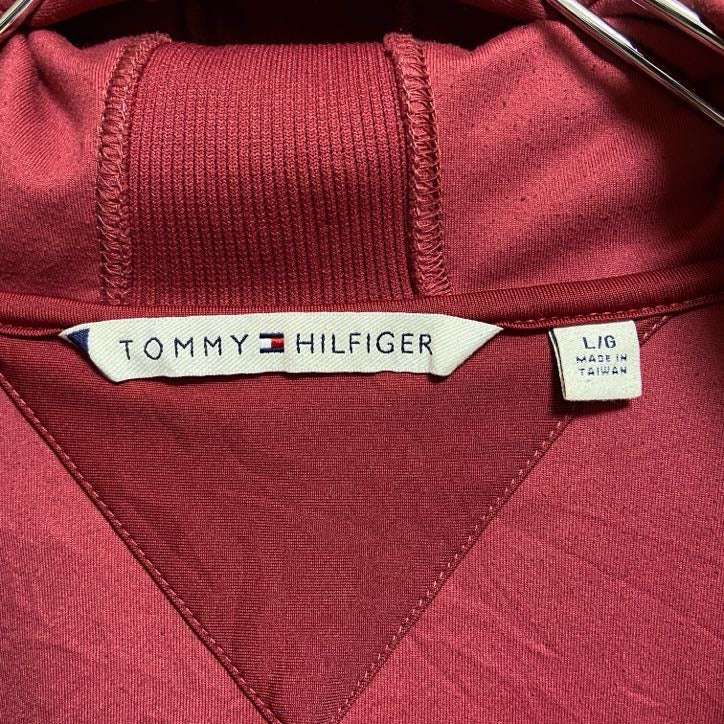 TOMMYHILFIGER　トミーヒルフィガー　長袖ハーフジップフリースパーカー　ノームコア　赤　レッド　Lサイズ　古着