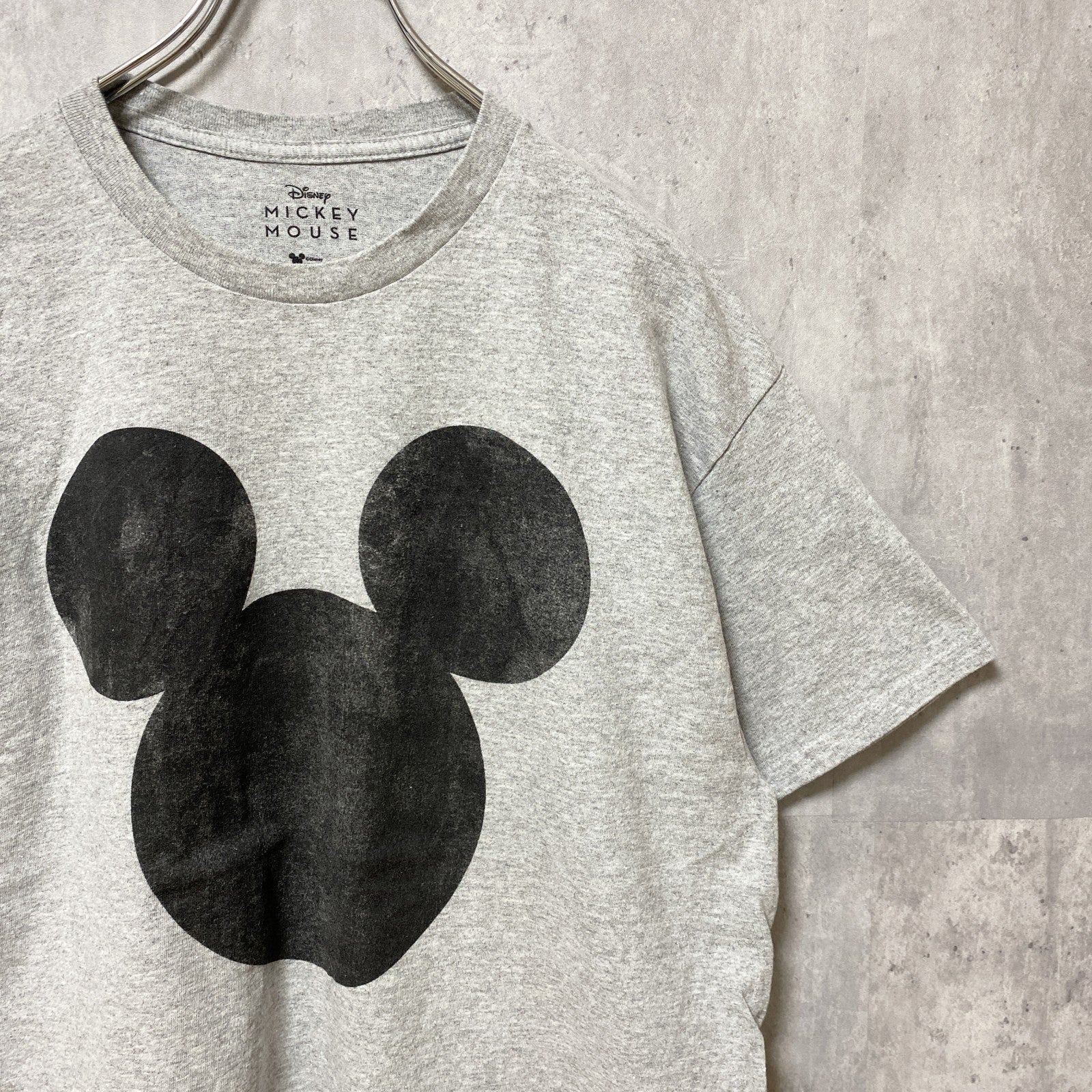 Disney ディズニー　Mickey Mouse　ミッキー　半袖オフィシャルプリントTシャツ　グレー　灰色　古着