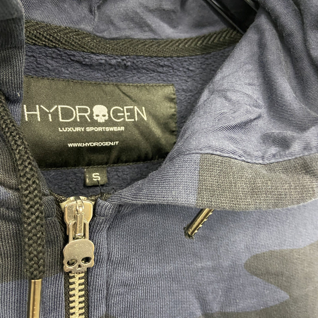 HYDRO GEN　ハイドロゲン　フルジップパーカー/フーディー　迷彩柄　カモフラ　スカル　骸骨　紺　ネイビー　Sサイズ　古着