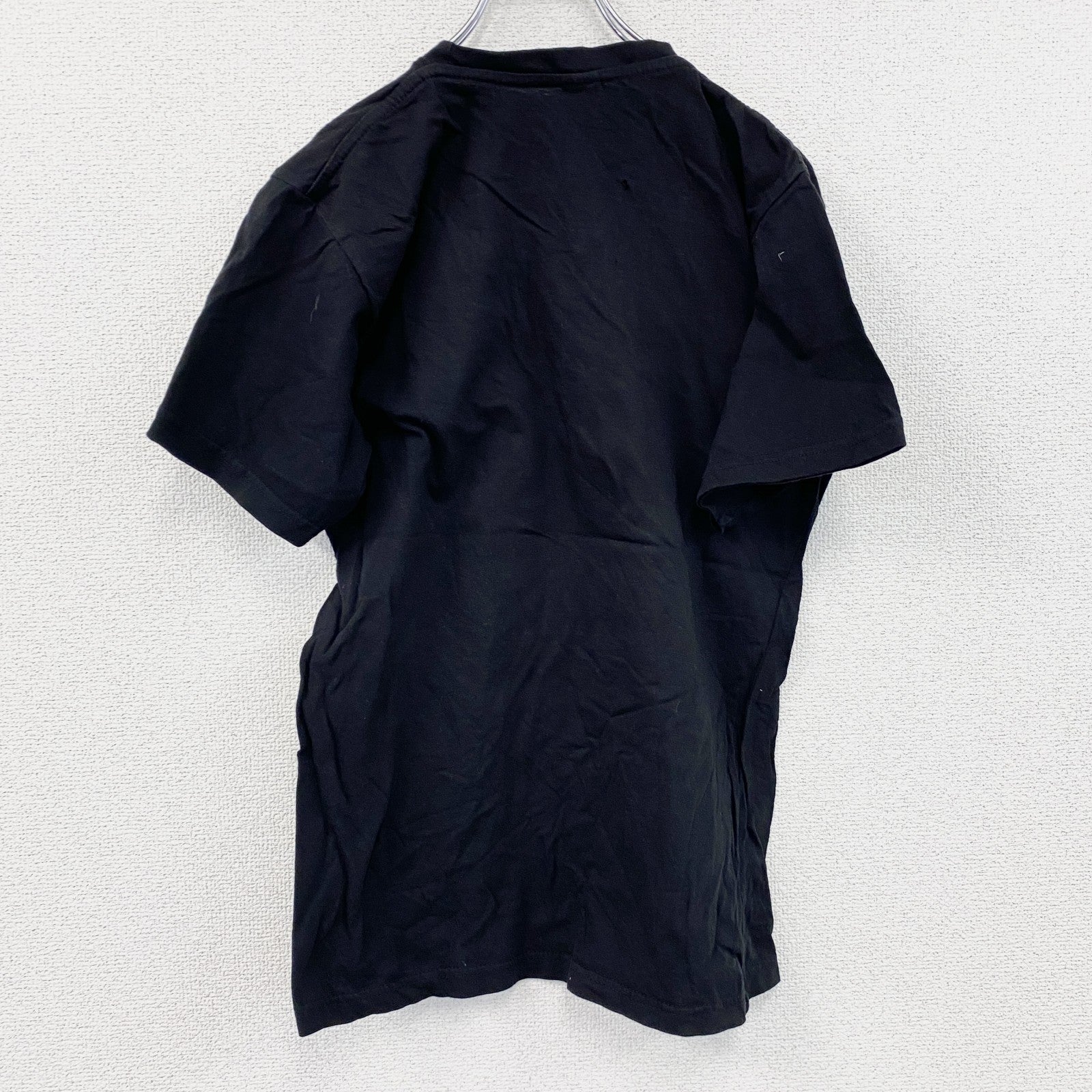 BANZAY　半袖プリントアニマルTシャツ　アーチプリント　3連プリント　犬　黒　ブラック　48サイズ　古着