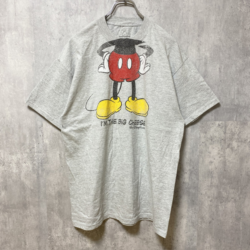 Disney ディズニー　Mickey Mouse　ミッキー　半袖オフィシャルプリントTシャツ　グレー　灰色　古着
