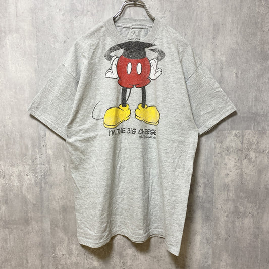 古着 used　Disney ディズニー　Mickey Mouse　ミッキー　半袖オフィシャルプリントTシャツ　グレー