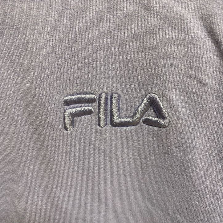 FILA　フィラ　長袖ワンポイント刺繍スウェット　トレーナー　クルーネック　薄紫　パープル　秋冬服　Lサイズ　古着