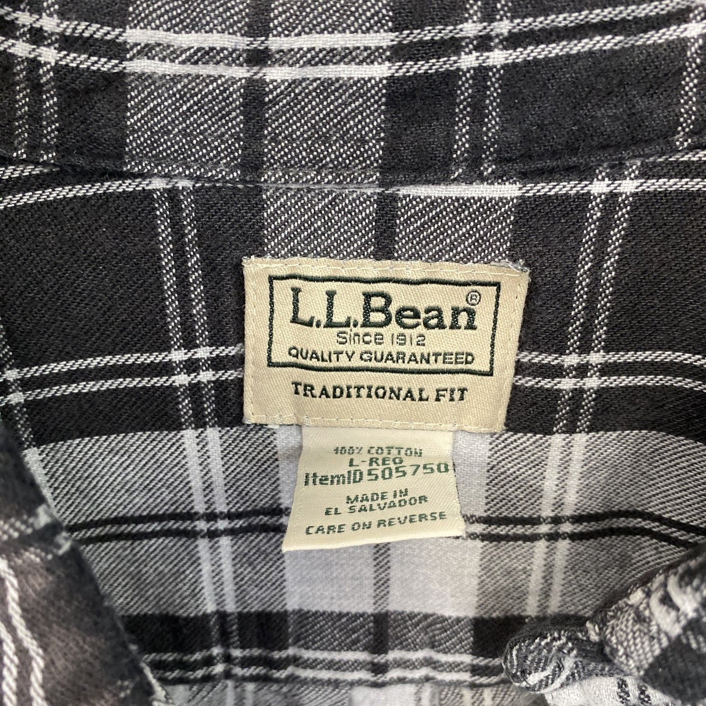 ～90s　L.L.Bean　エルエルビーン　長袖シャツ　ボタンダウンシャツ　チェック柄　黒　ブラック　Lサイズ