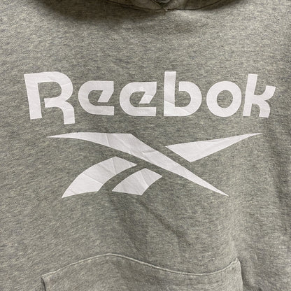 古着 used　Reebok　リーボック　長袖フロントロゴプリントパーカー　プルオーバー　グレー　秋冬服　Mサイズ