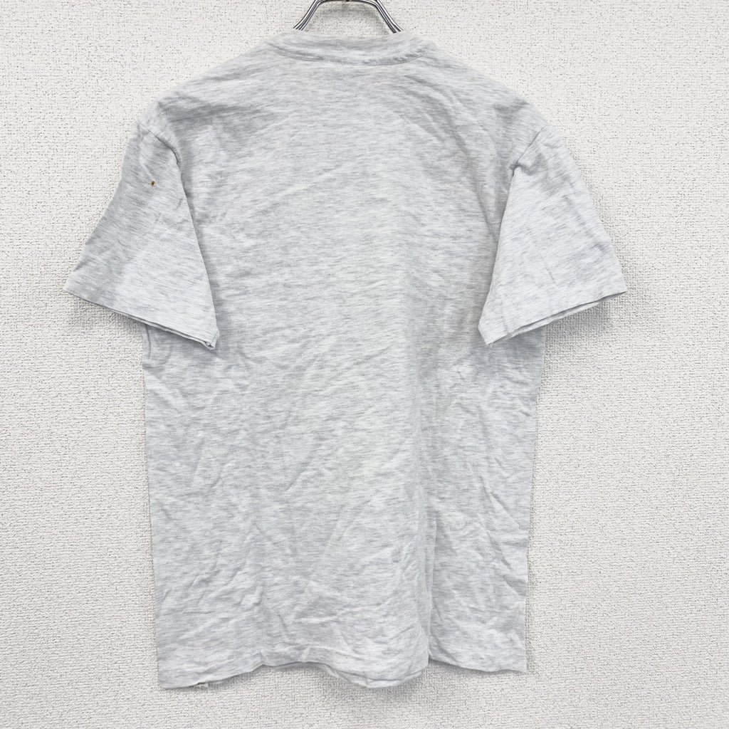～90s　Hanes　ヘインズ　半袖プリントTシャツ　シングルステッチ　ヴィンテージ　霜降りグレー　Mサイズ　古着