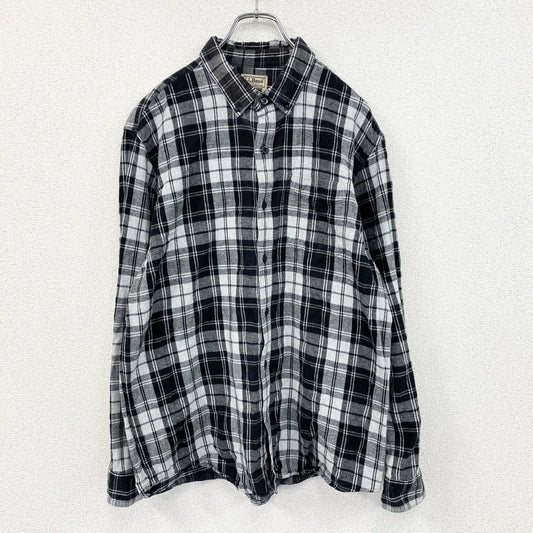 ～90s　L.L.Bean　エルエルビーン　長袖シャツ　ボタンダウンシャツ　チェック柄　黒　ブラック　Lサイズ