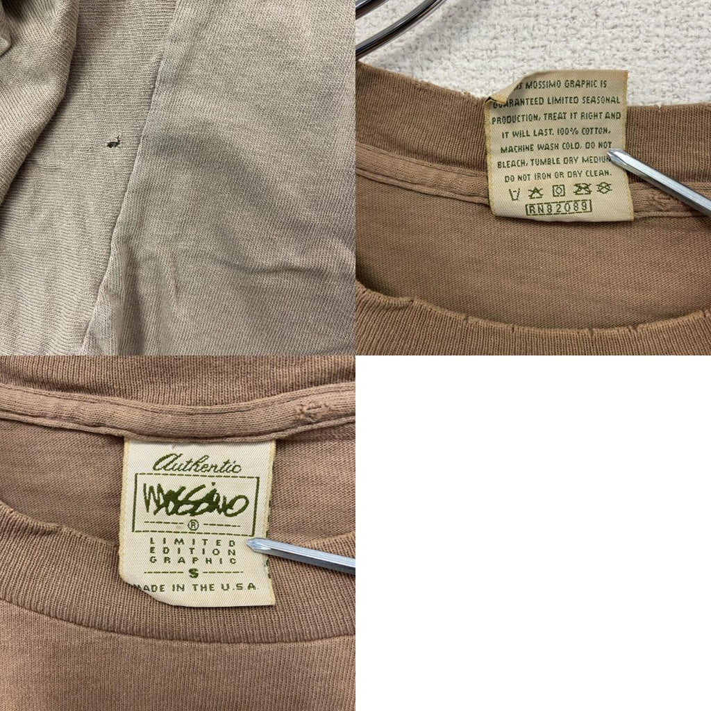 Mossimo　半袖プリントTシャツ　シングルステッチ　茶色　ブラウン　Sサイズ　古着