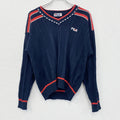 FILA　フィラ　ニットセーター　ネック　紺　ネイビー　50　古着