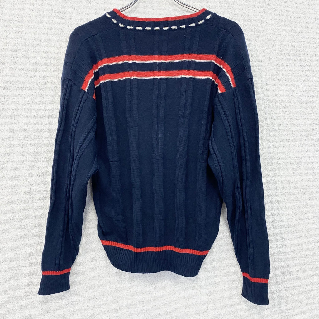 FILA　フィラ　ニットセーター　ネック　紺　ネイビー　50　古着