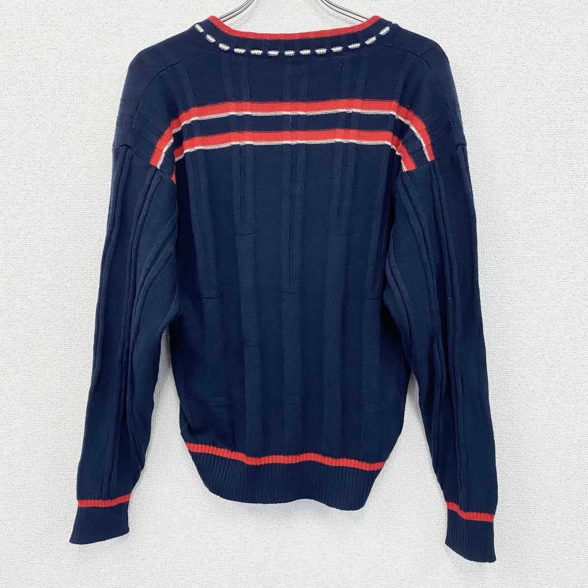FILA　フィラ　ニットセーター　ネック　紺　ネイビー　50　古着