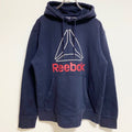 Reebok リーボック　長袖ロゴプリントパーカー　スウェット　プルオーバー　ネイビー　紺　Mサイズ　古着
