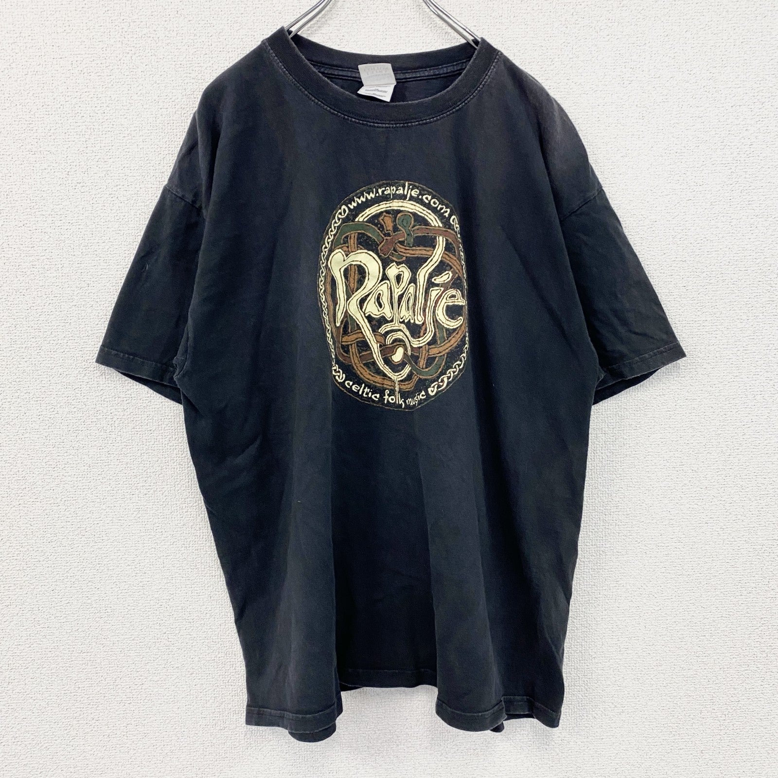 00s　GILDAN　ギルダン　REPALJE　半袖プリントバンドTシャツ　英字プリント　ヴィンテージ　黒　ブラック　XLサイズ　古着