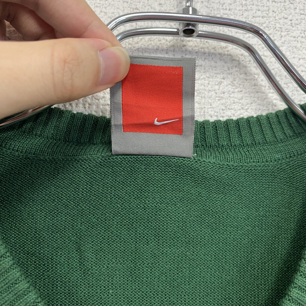 NIKE　ナイキ　TEAM　ニットベスト　スウッシュロゴ　緑　グリーン　Lサイズ　古着