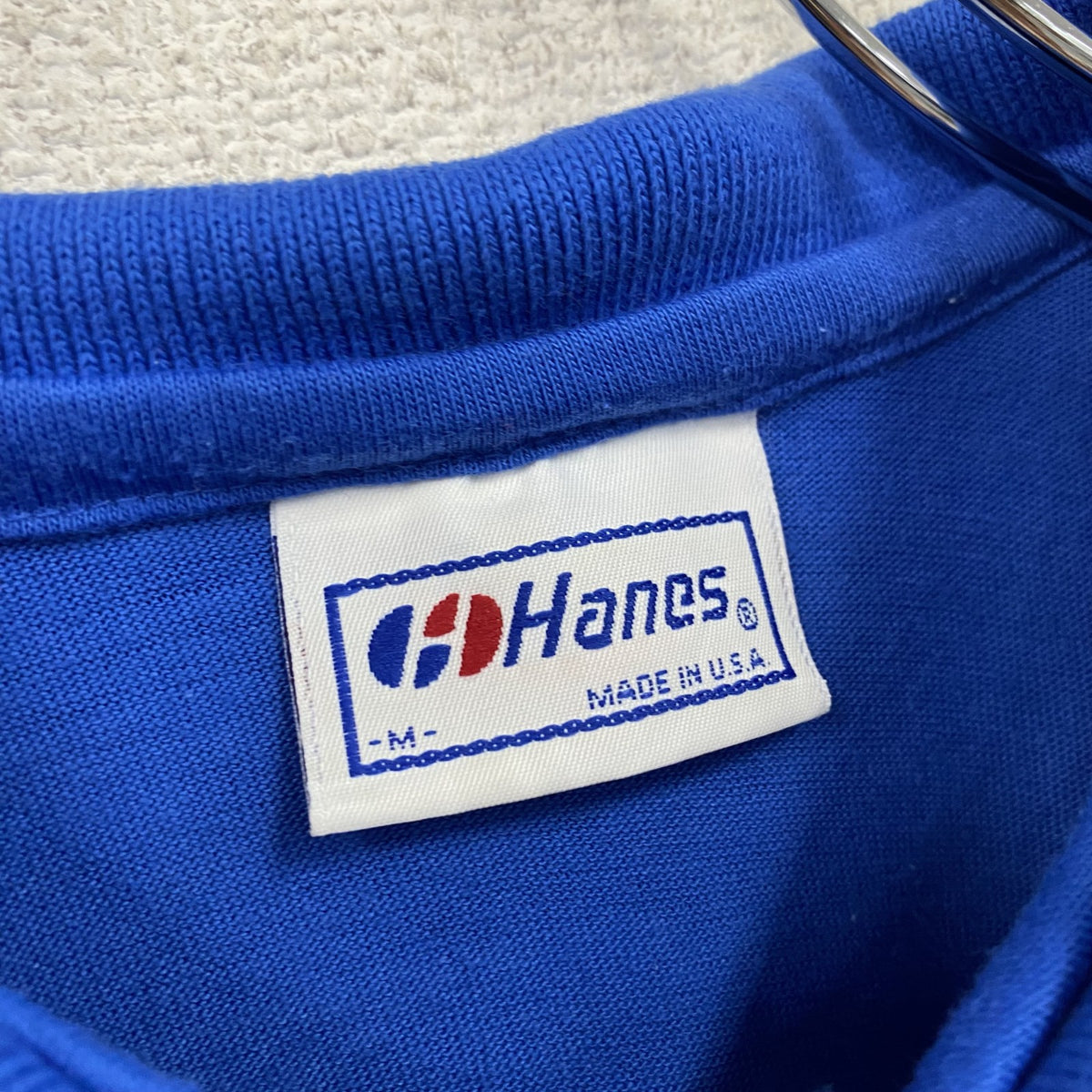 Hanes　ヘインズ　半袖ポロシャツ　シングルステッチ　ヴィンテージ　青　ブルー　Mサイズ　古着