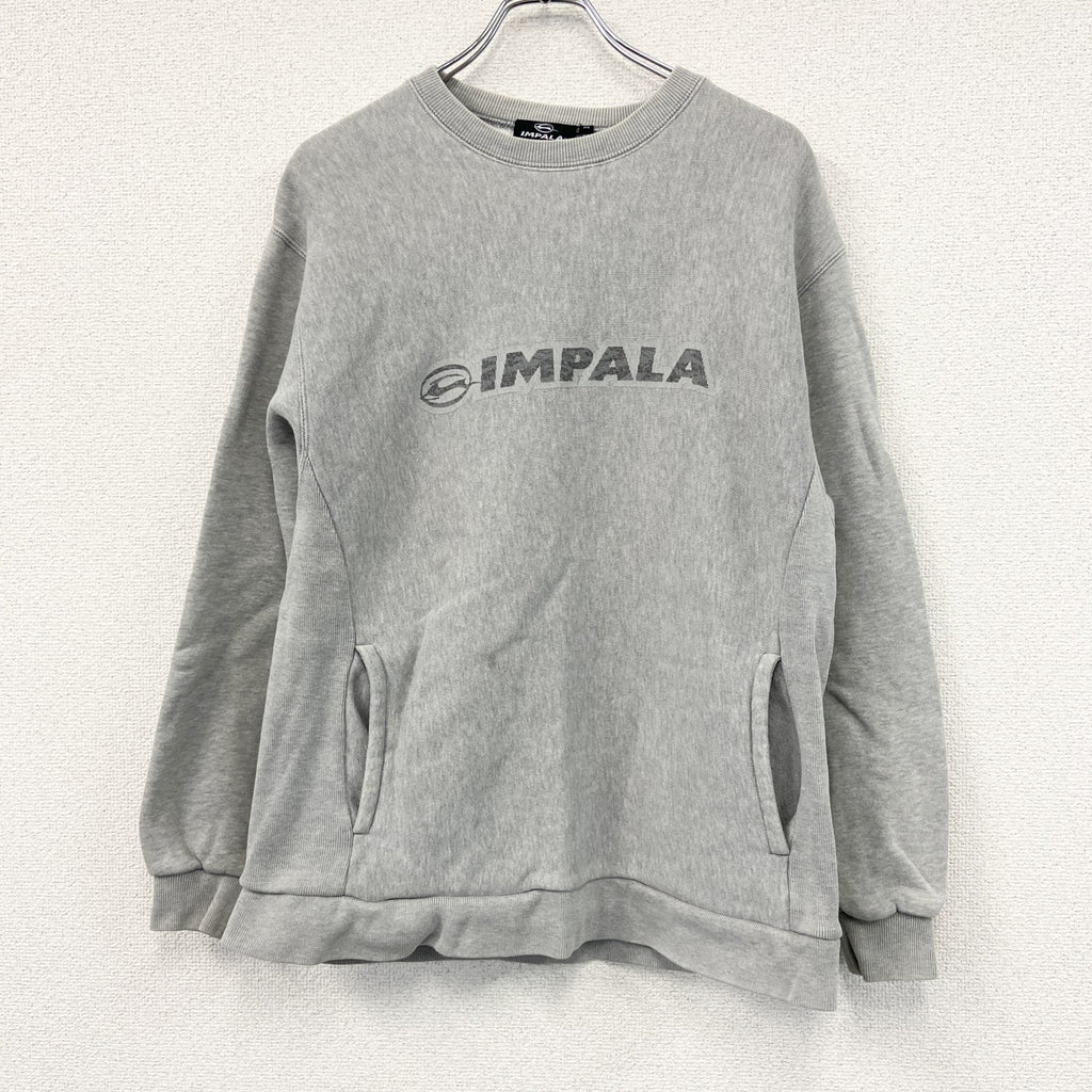 IMAPALA　インパラ　スウェット/トレーナー　サイドポケット付き　リバースウィーブタイプ　デカロゴ　灰色　グレー　Mサイズ　古着