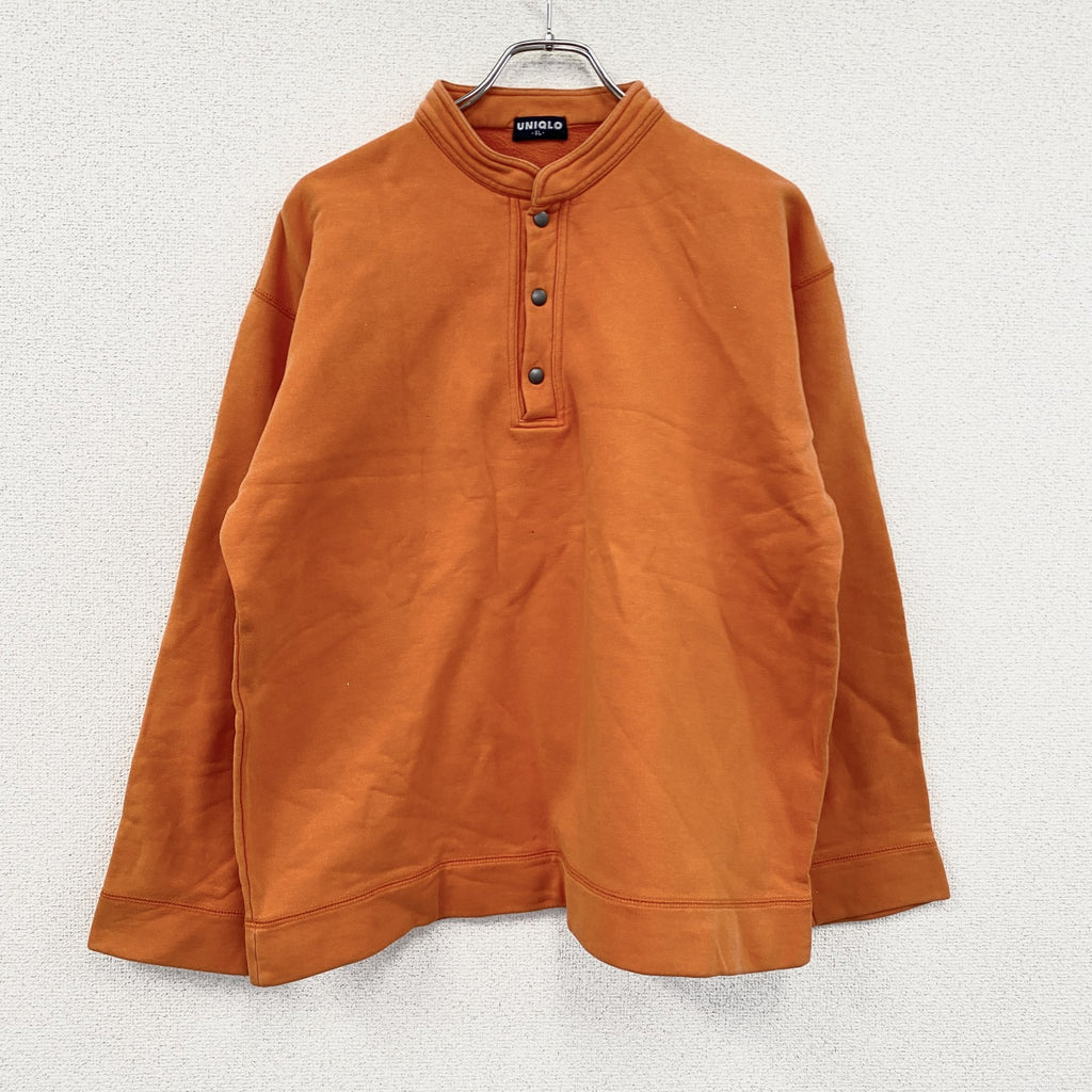 ～00s　UNIQLO　ユニクロ　ヘンリーネックスウェット/トレーナー　ヴィンテージ　橙色　オレンジ　XLサイズ　古着