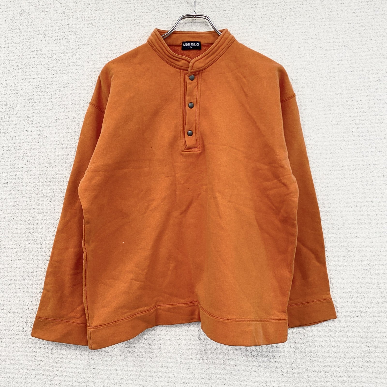 ～00s　UNIQLO　ユニクロ　ヘンリーネックスウェット/トレーナー　ヴィンテージ　橙色　オレンジ　XLサイズ　古着