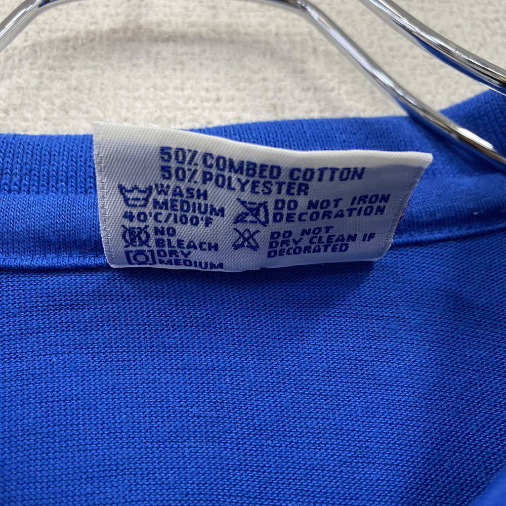 Hanes　ヘインズ　半袖ポロシャツ　シングルステッチ　ヴィンテージ　青　ブルー　Mサイズ　古着