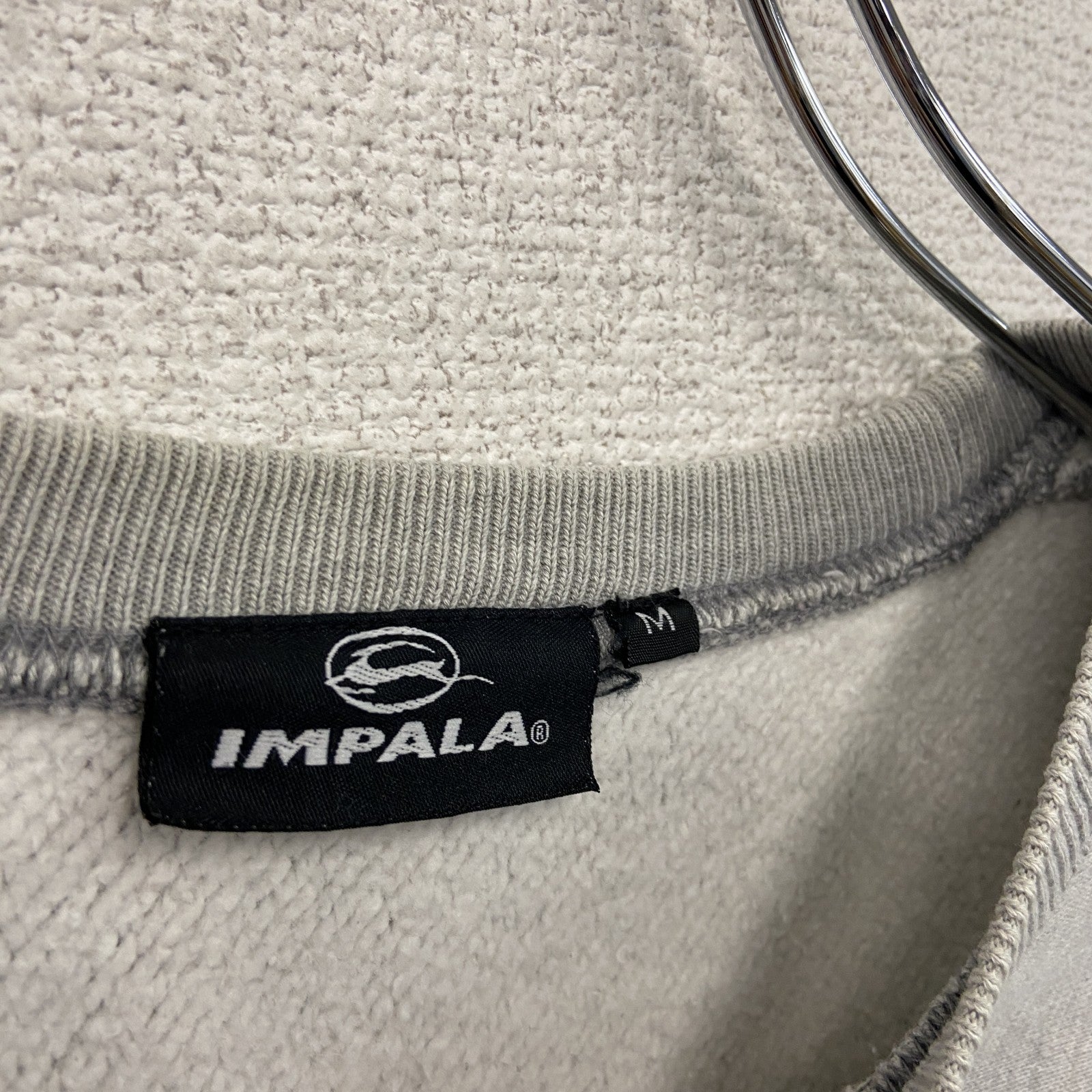 IMAPALA　インパラ　スウェット/トレーナー　サイドポケット付き　リバースウィーブタイプ　デカロゴ　灰色　グレー　Mサイズ　古着