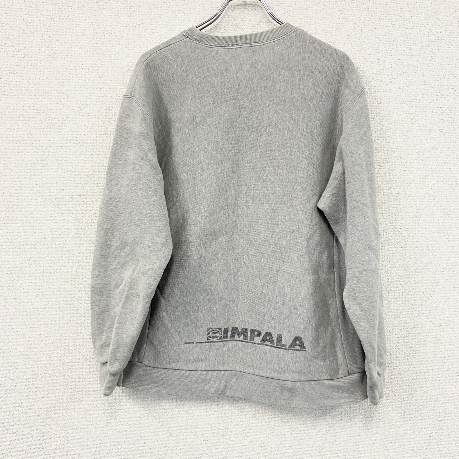 IMAPALA　インパラ　スウェット/トレーナー　サイドポケット付き　リバースウィーブタイプ　デカロゴ　灰色　グレー　Mサイズ　古着
