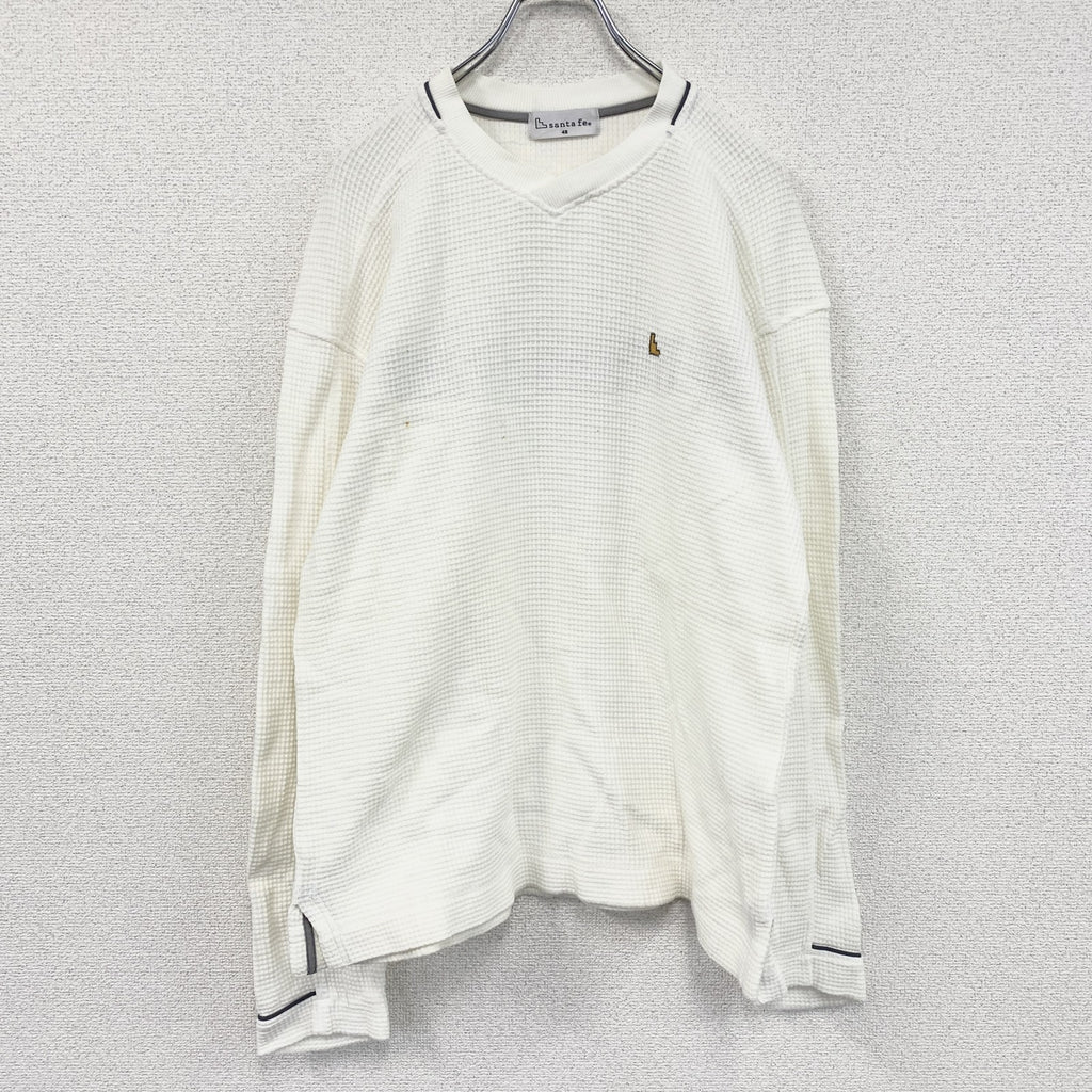 Santa Fe　サンタフェ　長袖Tシャツ/ロンT　ワッフル　白　ホワイト　48サイズ　古着
