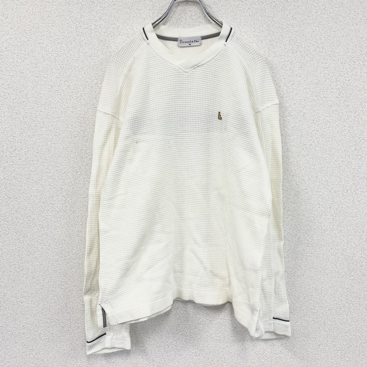 Santa Fe　サンタフェ　長袖Tシャツ/ロンT　ワッフル　白　ホワイト　48サイズ　古着