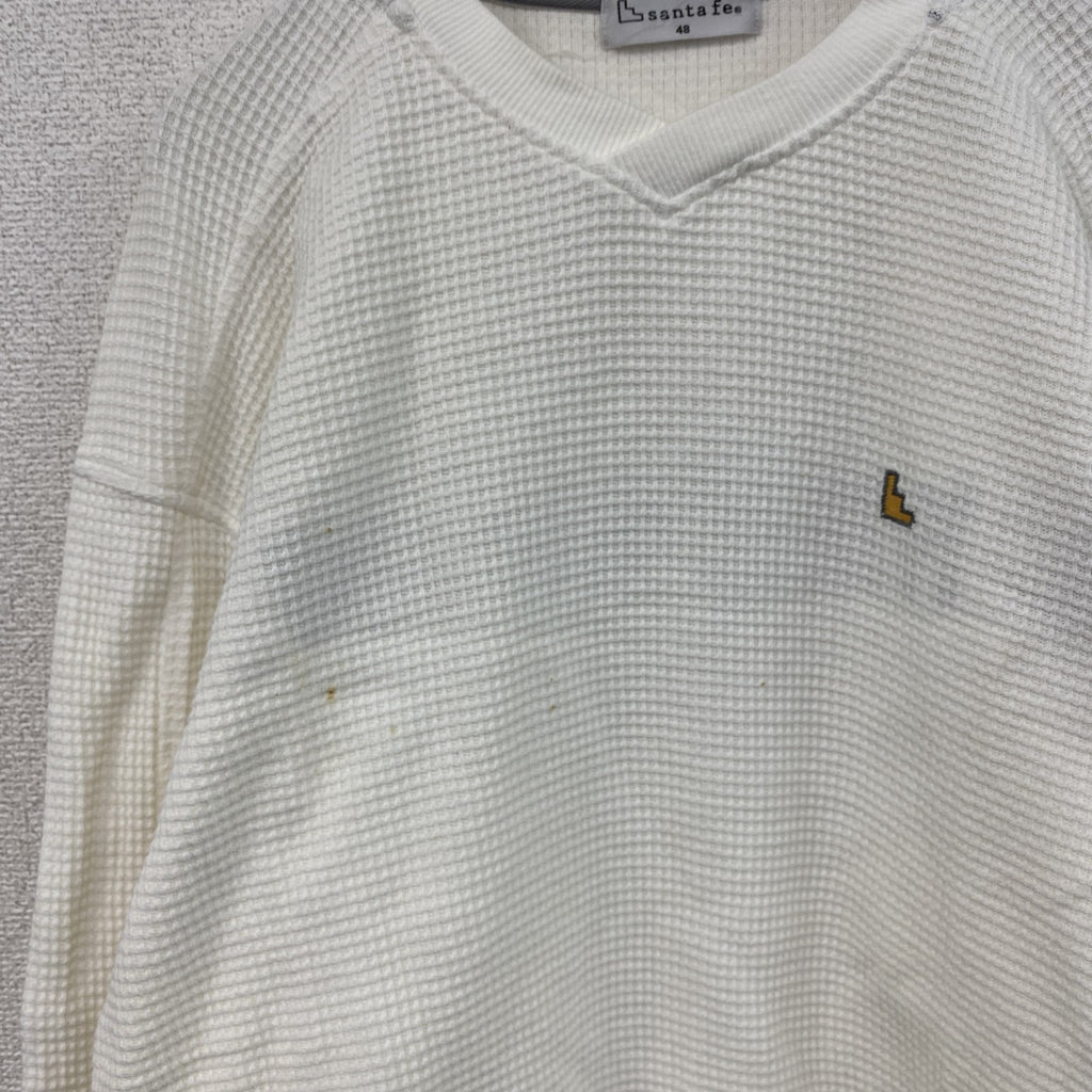 Santa Fe　サンタフェ　長袖Tシャツ/ロンT　ワッフル　白　ホワイト　48サイズ　古着