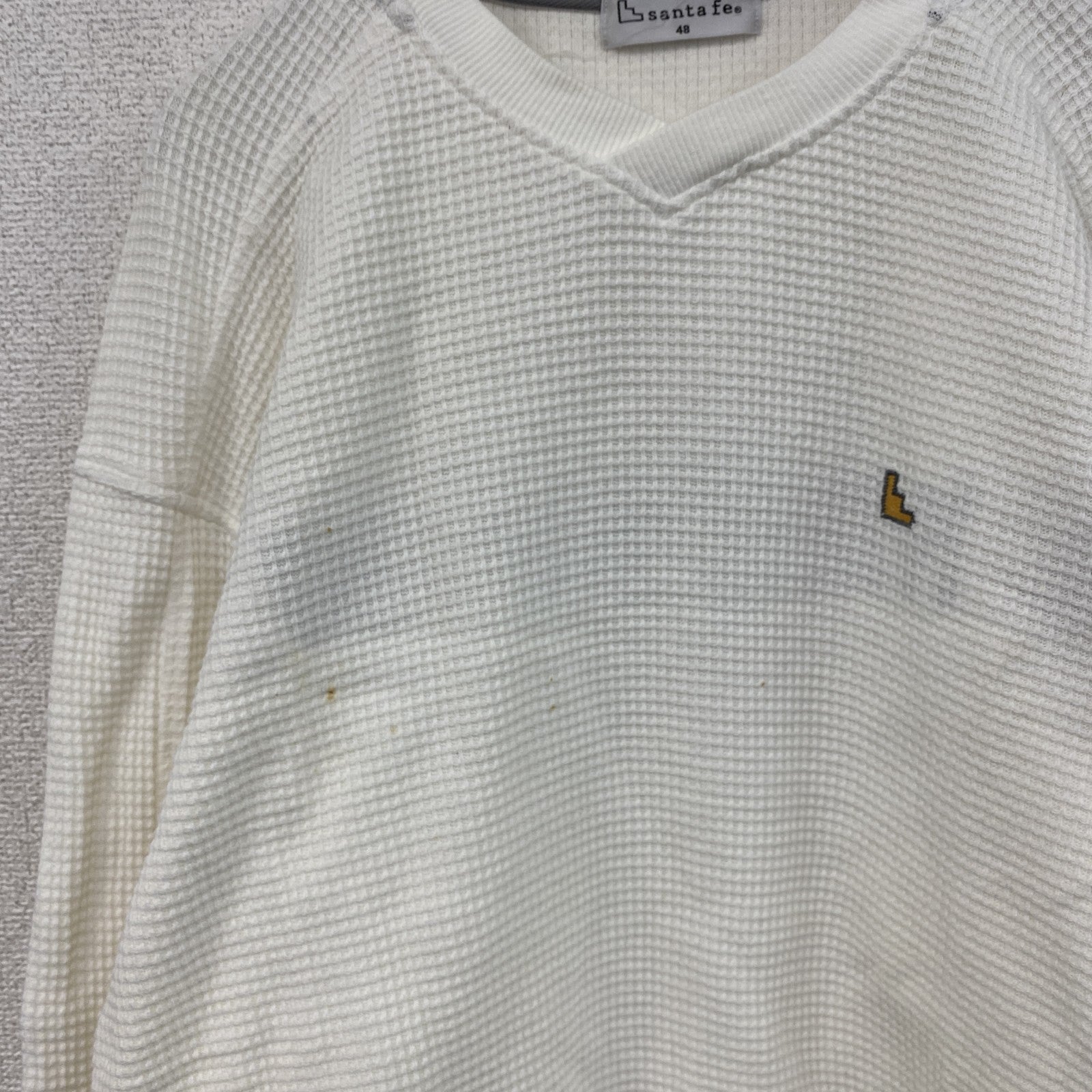Santa Fe　サンタフェ　長袖Tシャツ/ロンT　ワッフル　白　ホワイト　48サイズ　古着
